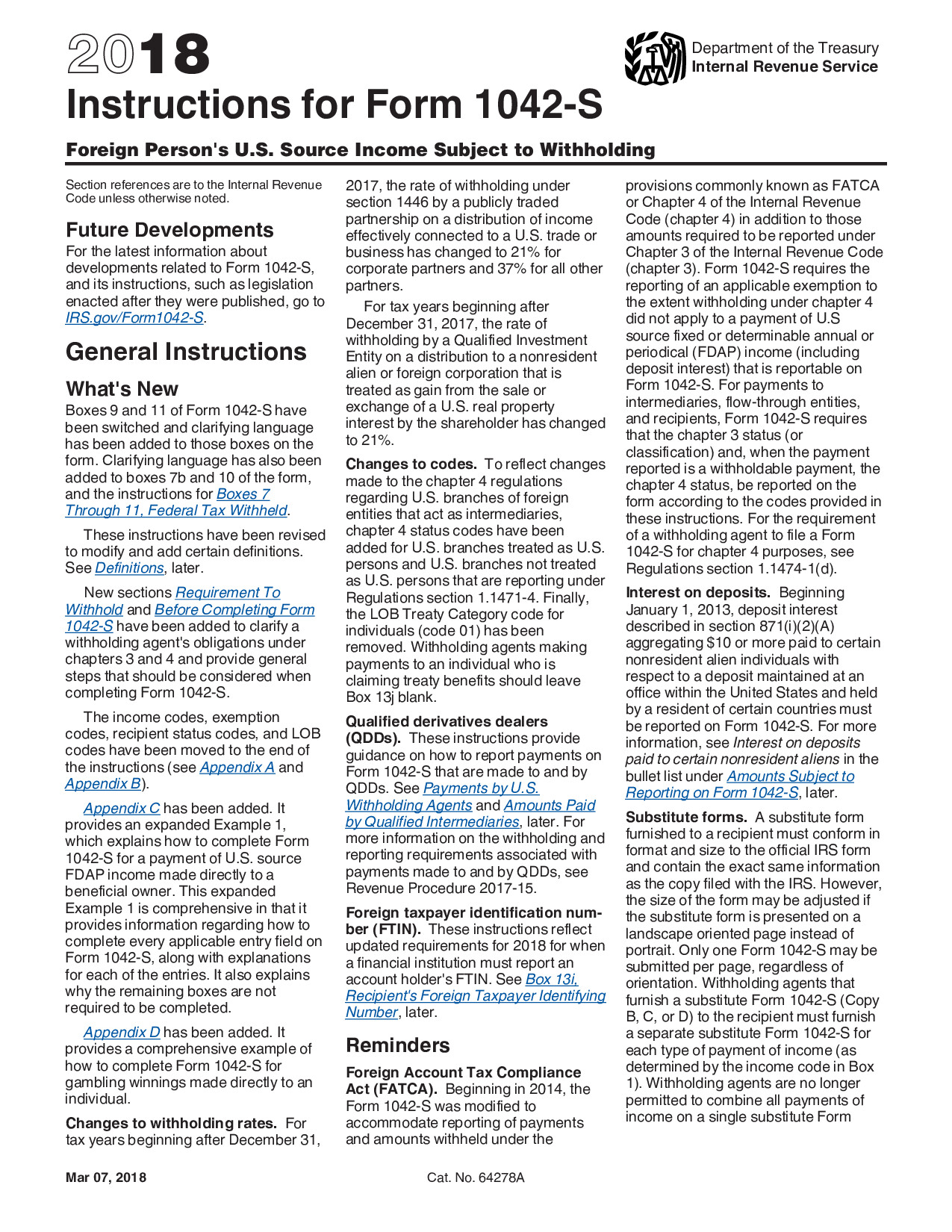 Instructions Form 1042-S