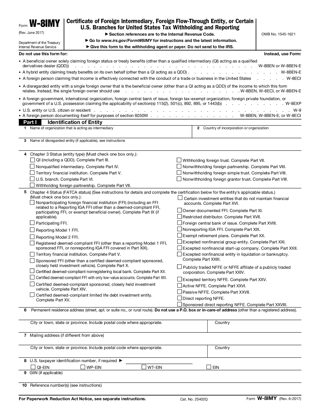 Form W-8IMY