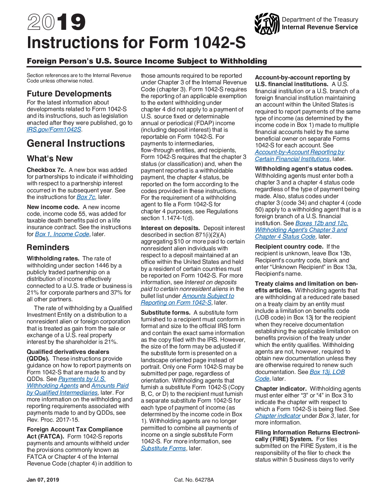 Instructions Form 1042-S