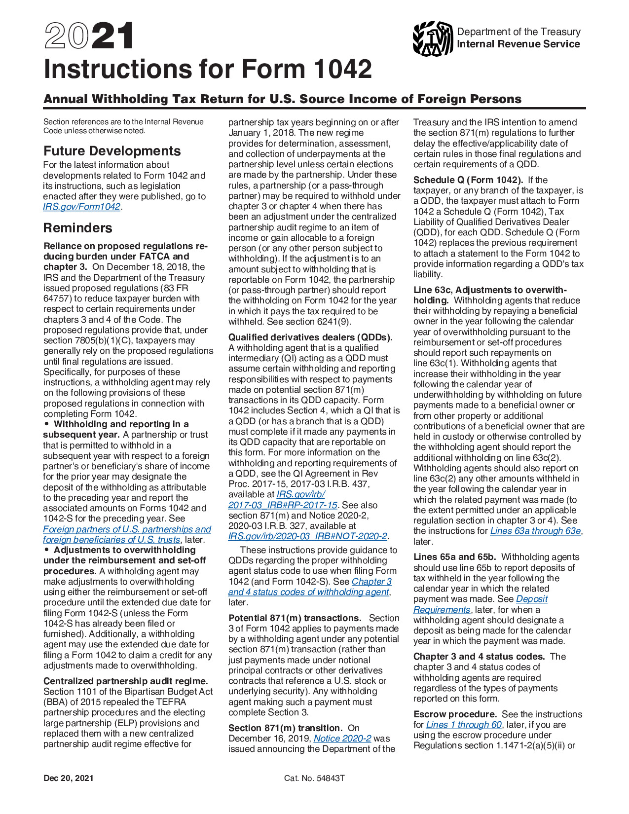 Instructions Form 1042