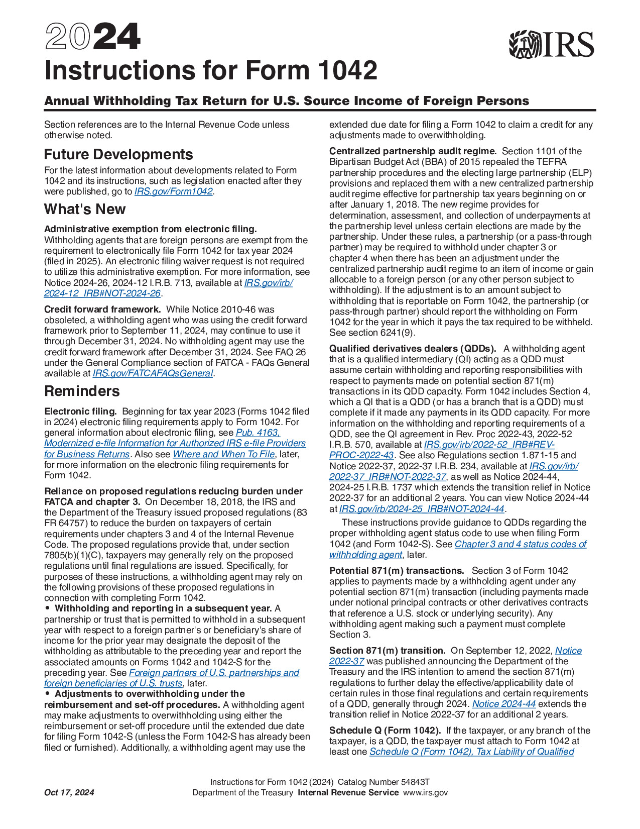 Instructions Form 1042