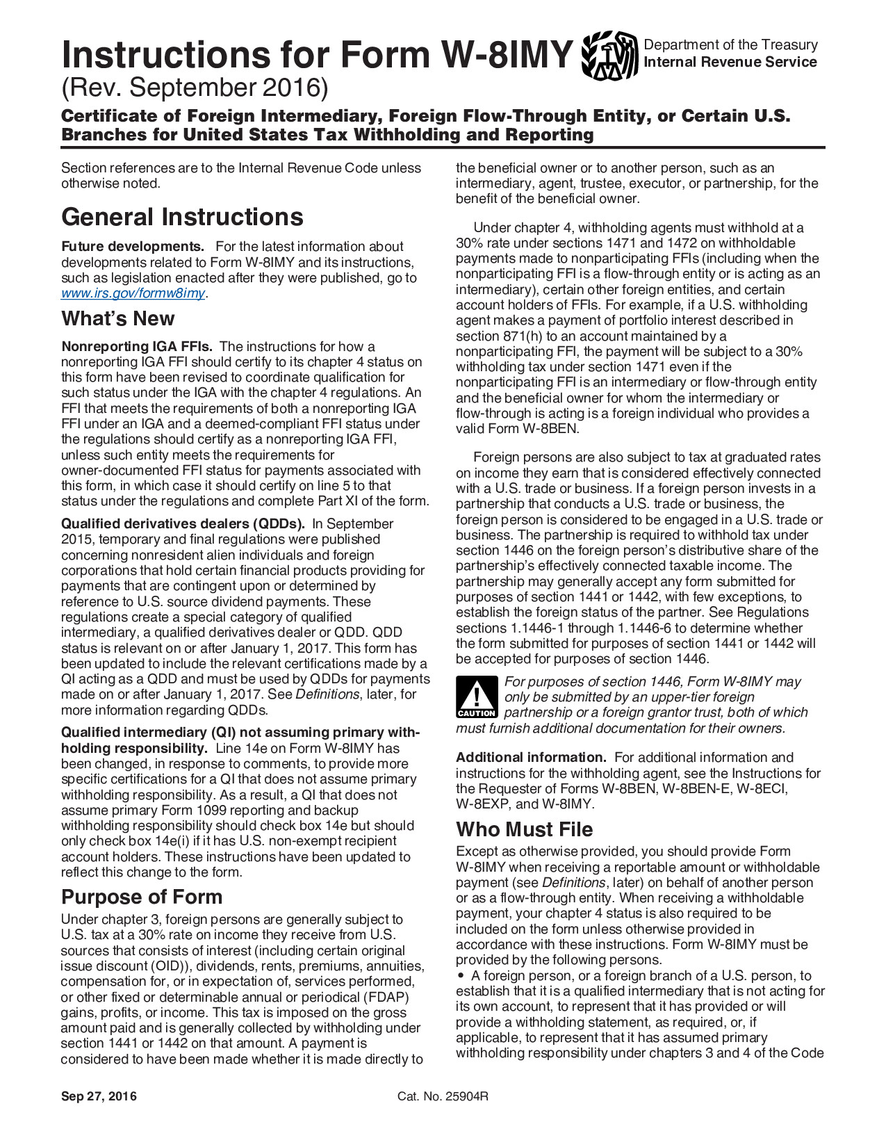 Instructions W-8IMY