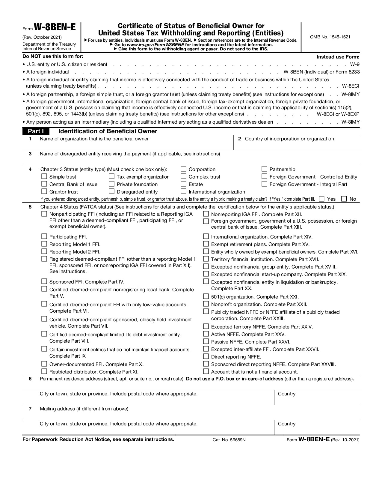 Form W-8BEN-E