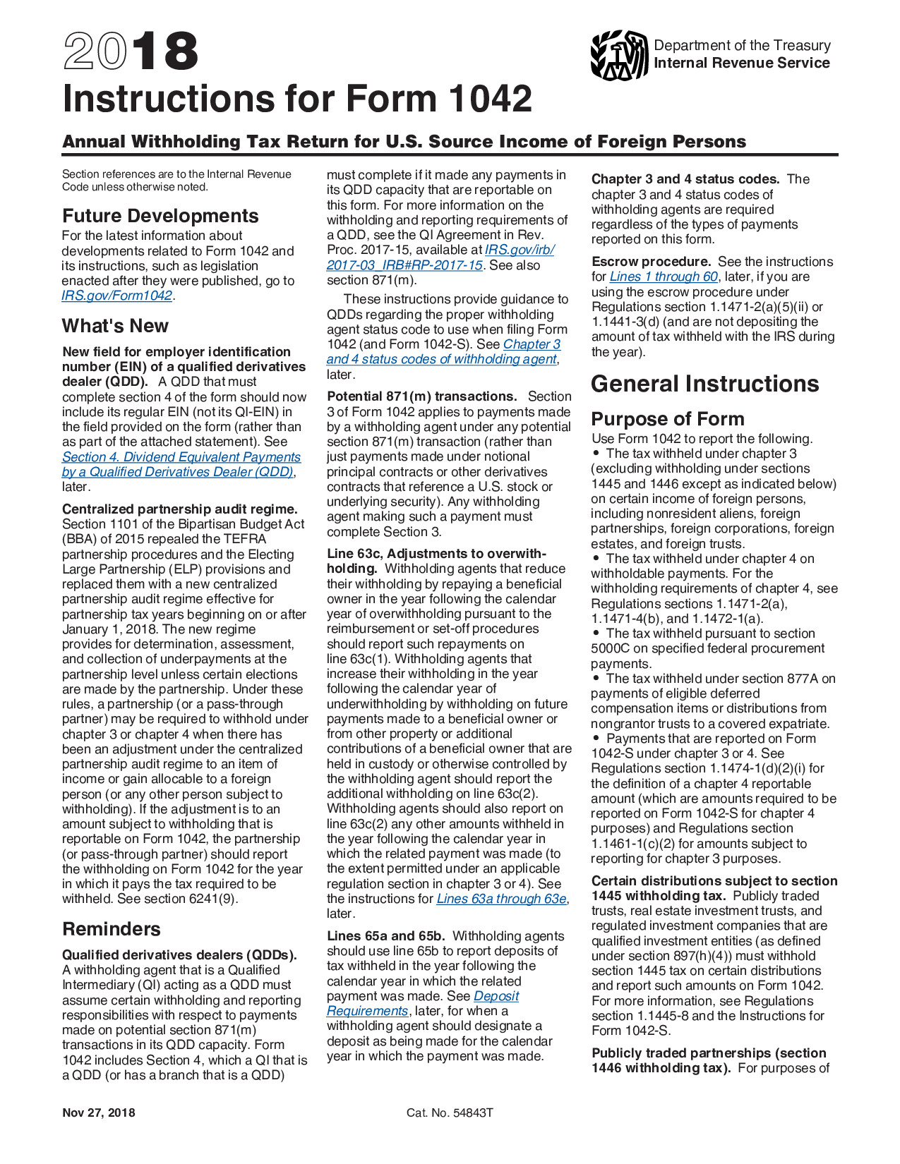 Instructions Form 1042