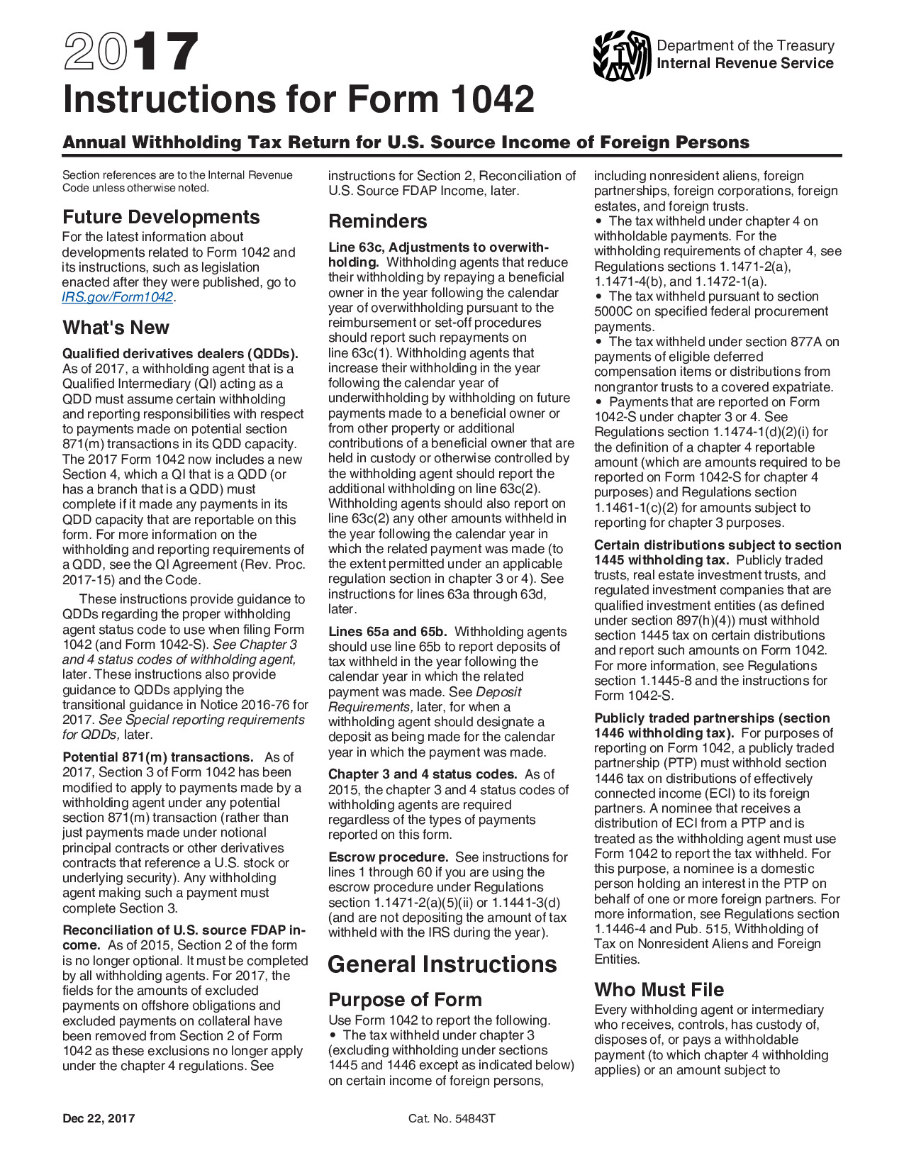 Instructions Form 1042