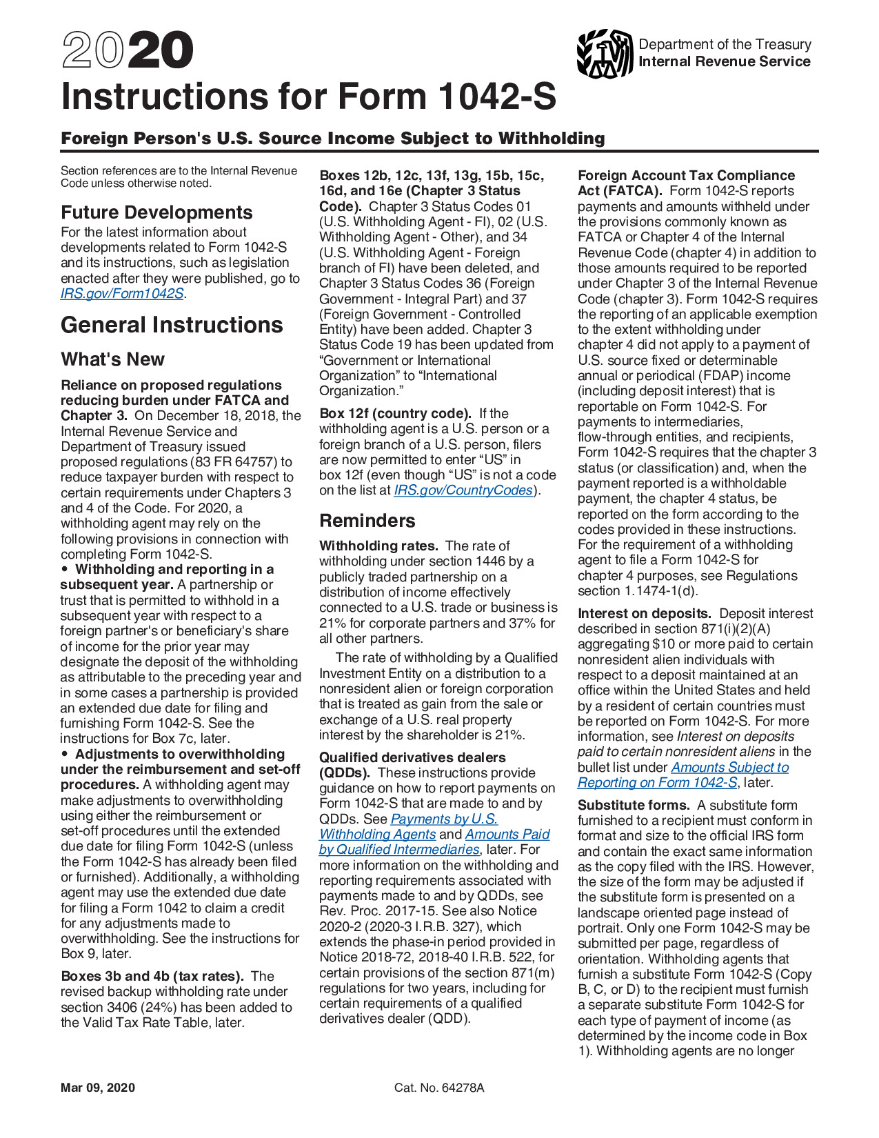 Instructions Form 1042-S