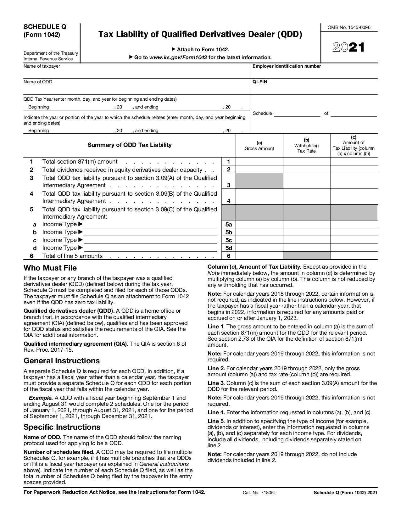 Schedule Q (Form 1042)