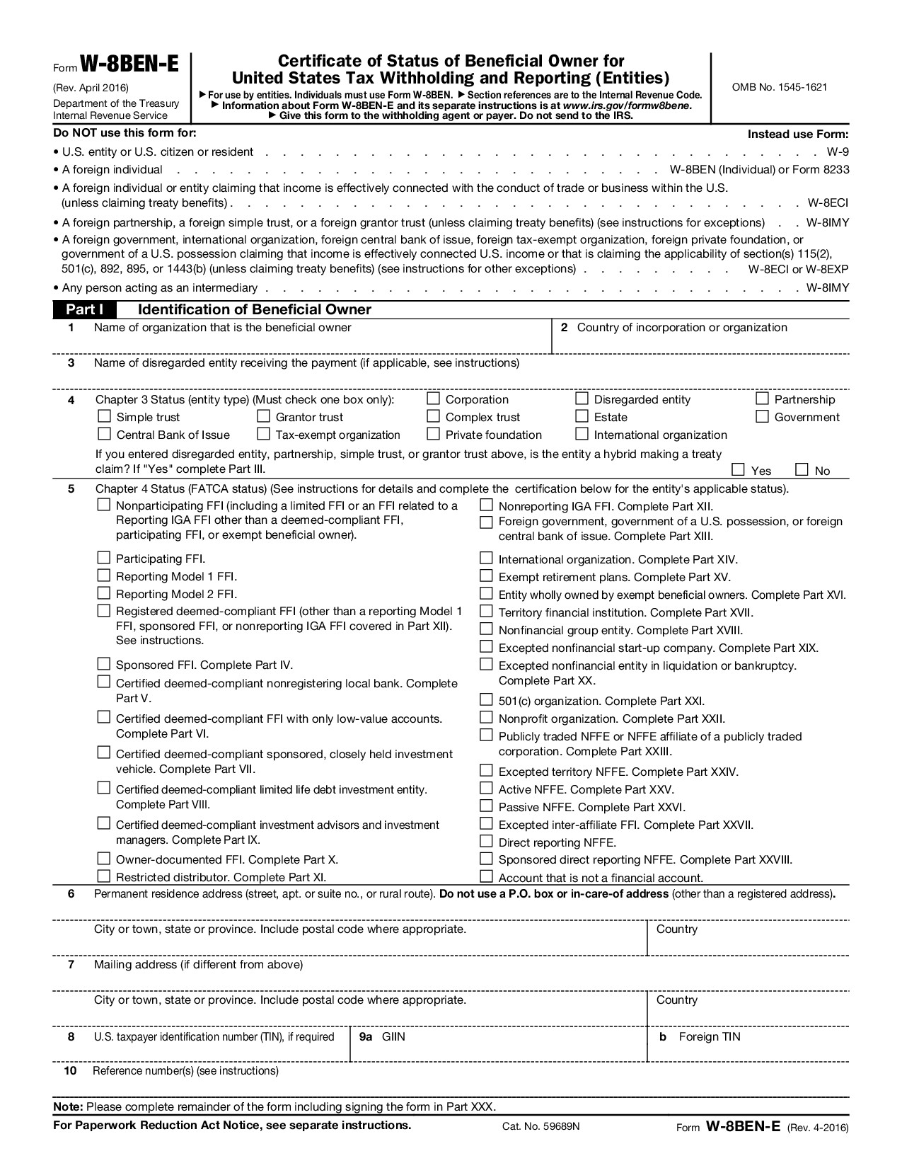 Form W-8BEN-E