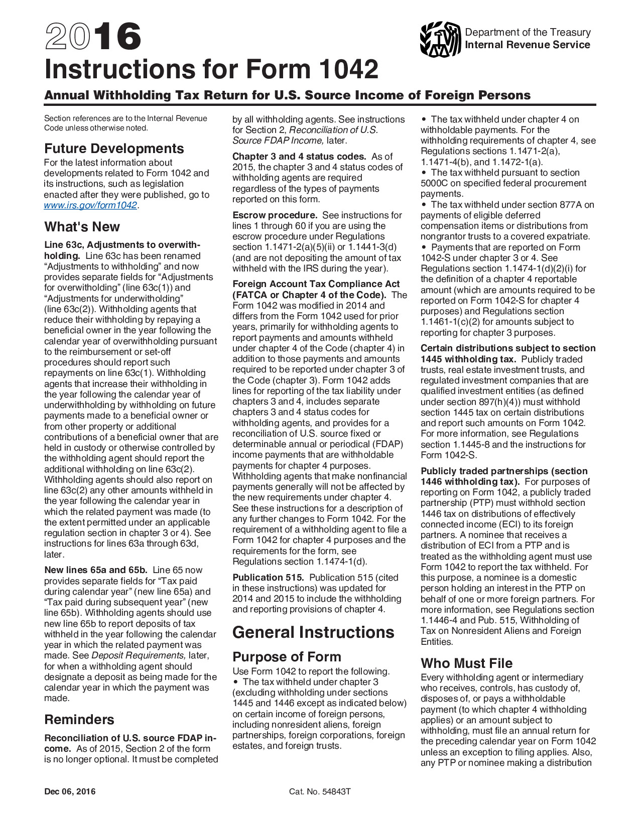 Instructions Form 1042