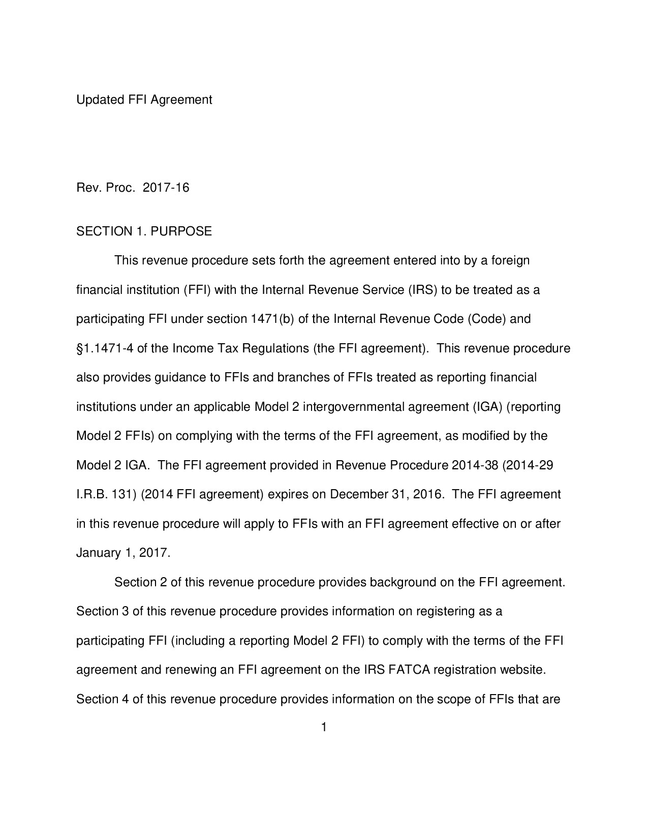 FFI Agreement