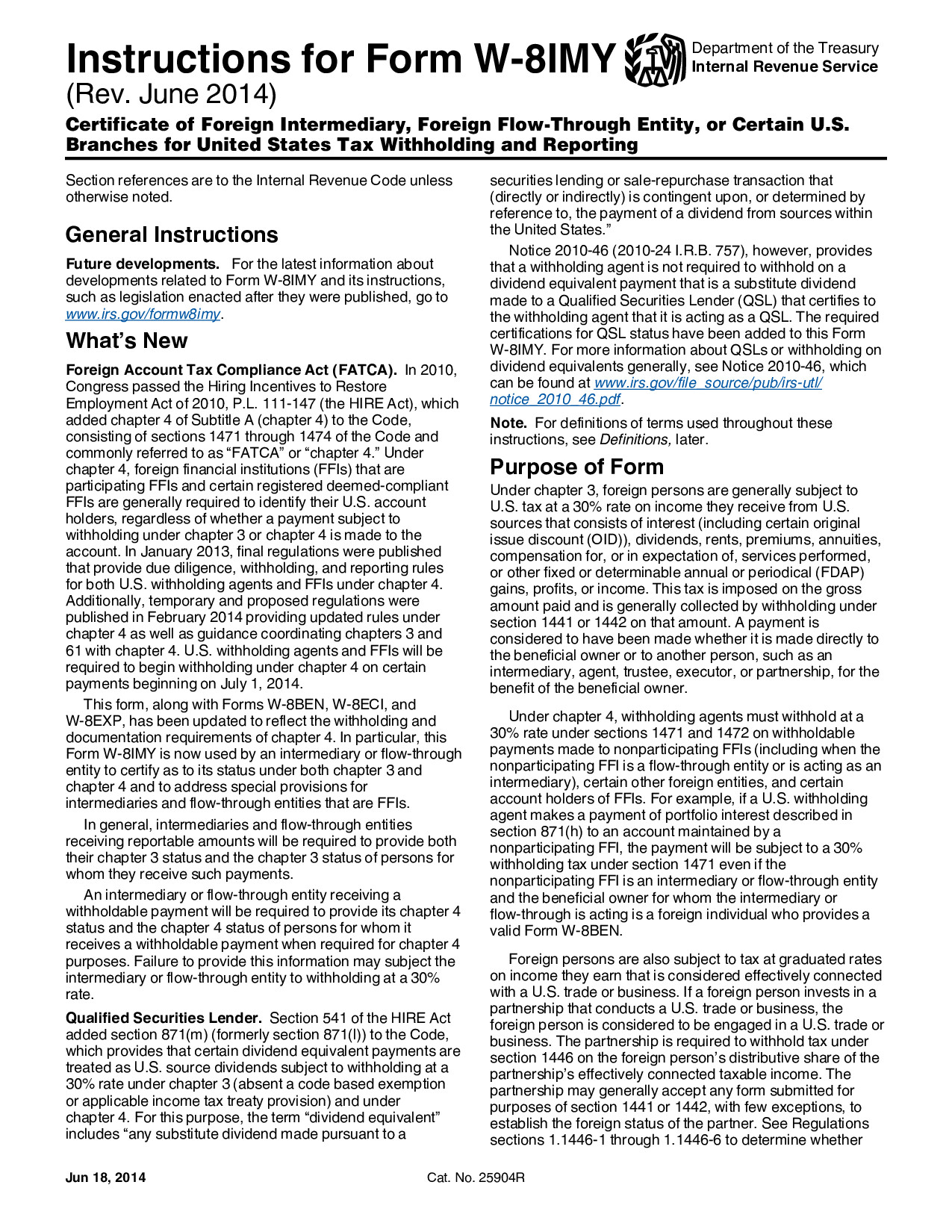 Instructions W-8IMY