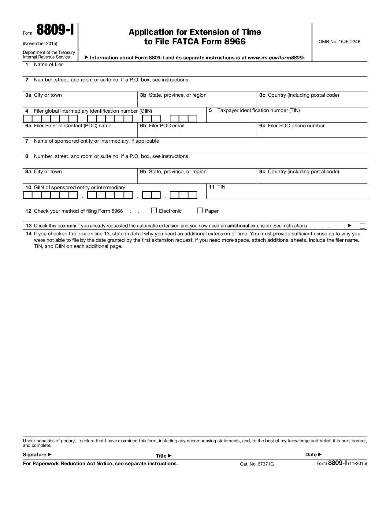 Form 8809-I