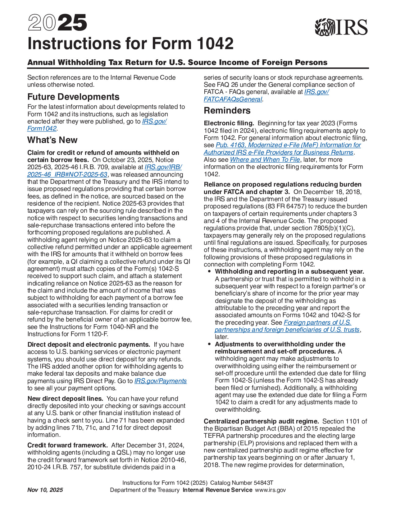 Instructions Form 1042