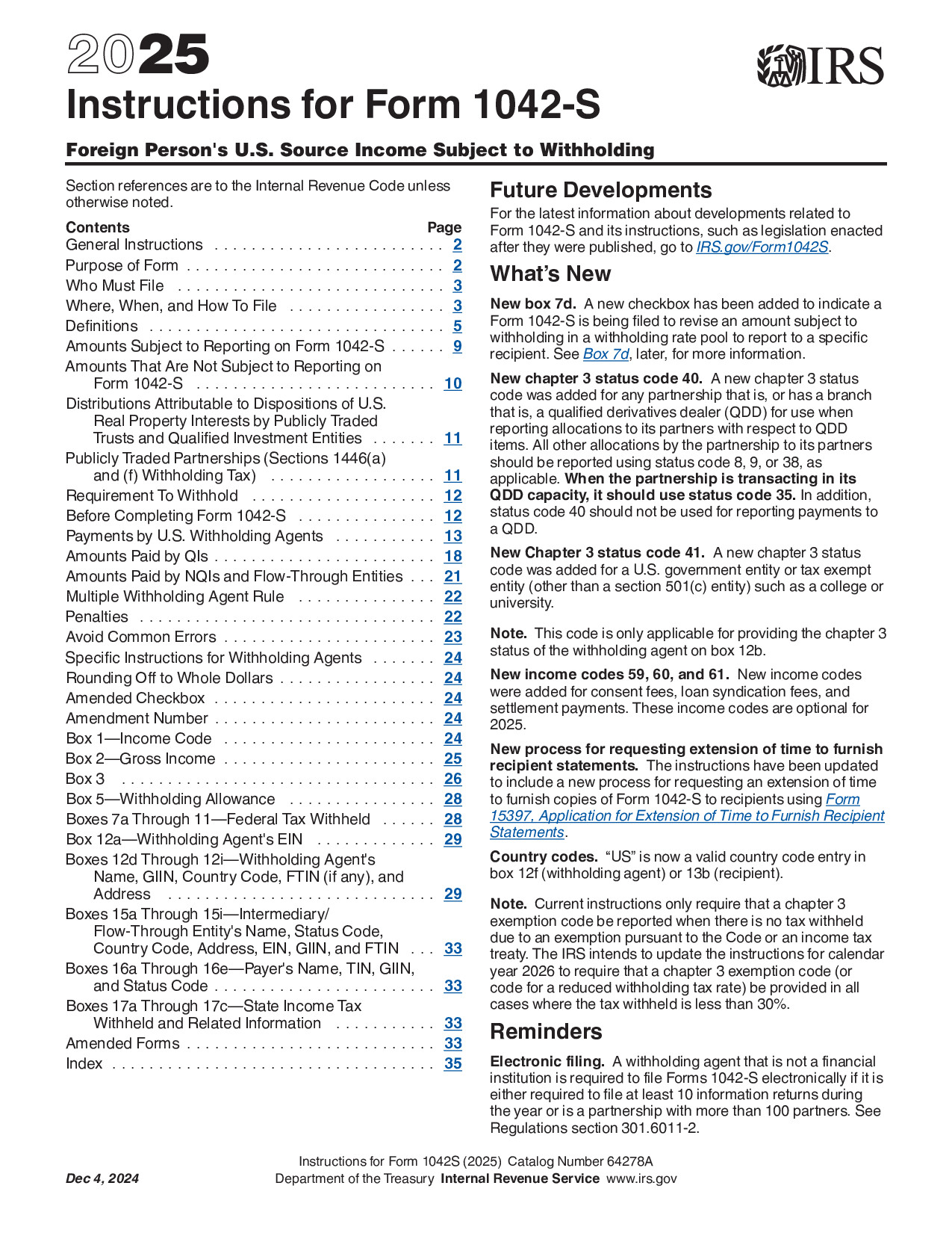 Instructions Form 1042-S