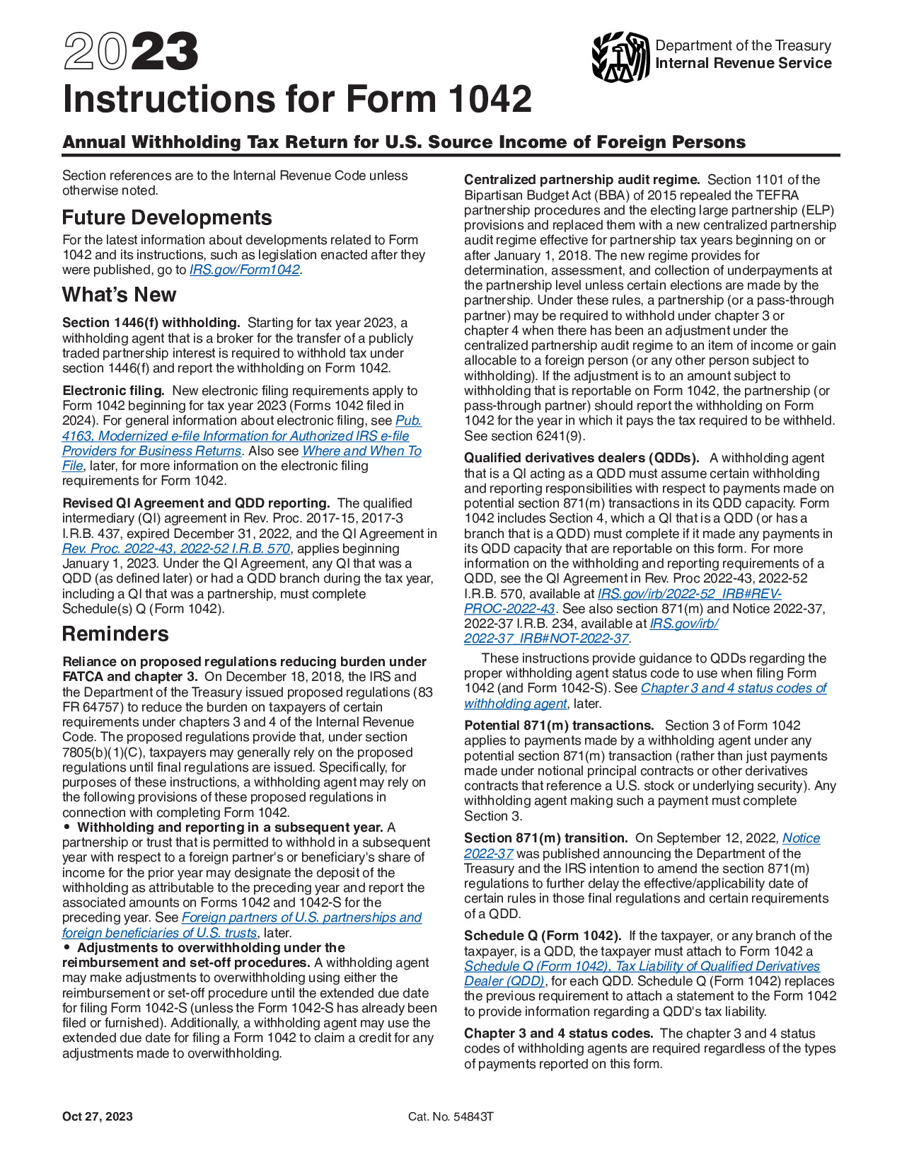 Instructions Form 1042