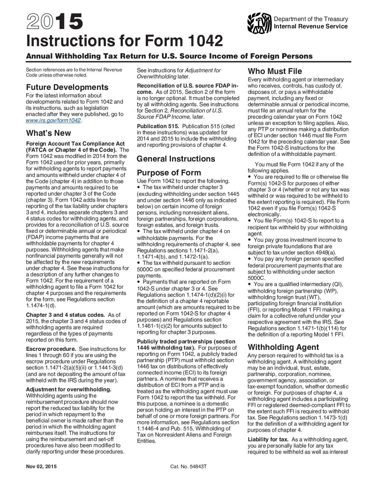 Instructions Form 1042